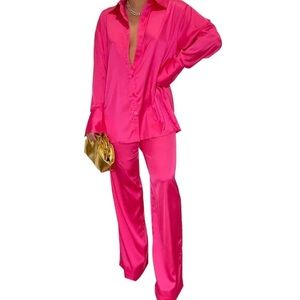 *NWOT* Hot Pink Satin Lounge Set